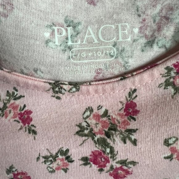 Children's Place Girls Pink Floral Skater Dress Size L 10/12 30" L - Picture 3 of 5